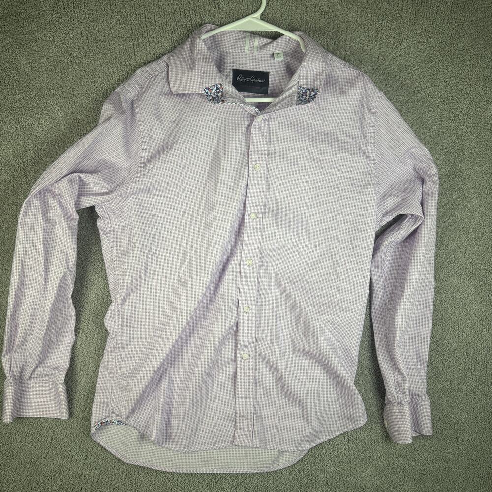 Robert Graham Shirt Mens Large Purple Plaid Button Up